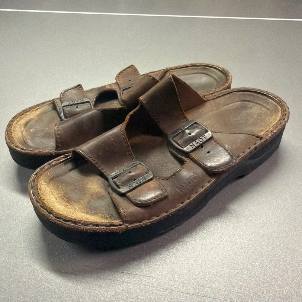 Naot Men’s Mikael Slide Sandals Crazy Horse Leather Size‎ 39 US 6-6.5 Comfort